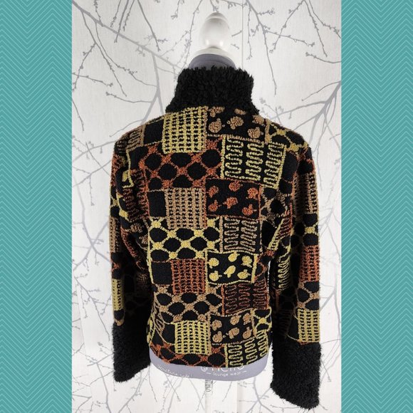 Tib Design Eclectic Textured Fleece Boxy Fit Cardigan - Picture 4 of 6